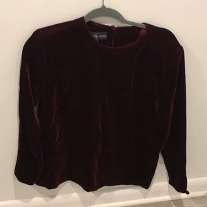 Vintage Polo Ralph Lauren Wine Velvet Long Sleeve Top